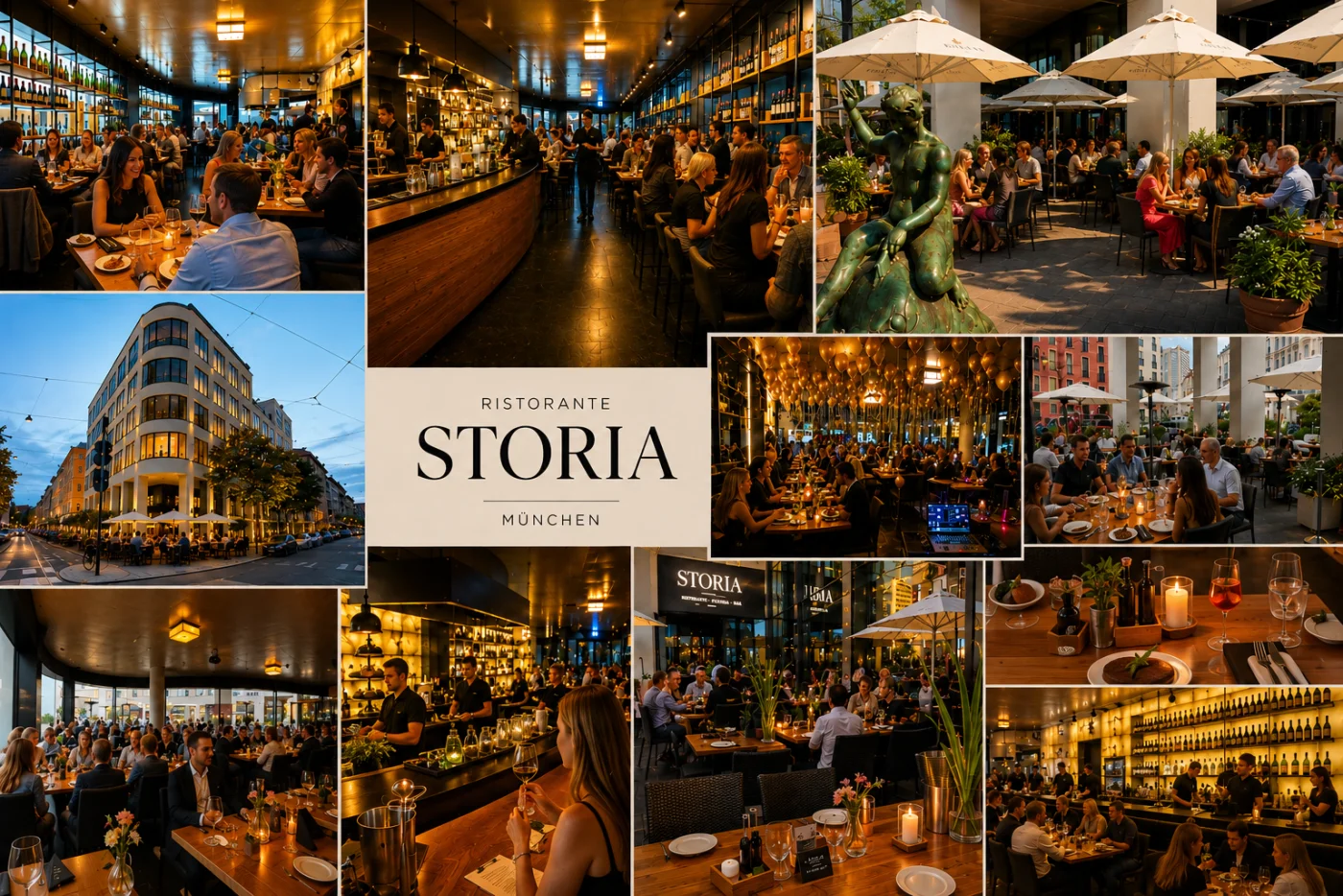 Gäste feiern im Ristorante STORIA München — lebendige Atmosphäre bei einer Geburtstagsfeier